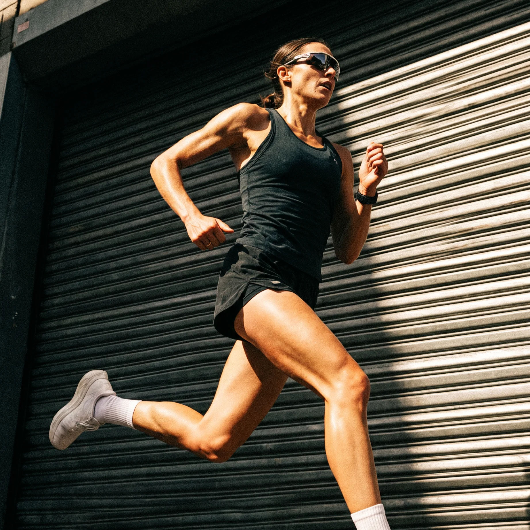 AI Lifestyle Visual. Frau beim Laufen im Sonnenlicht